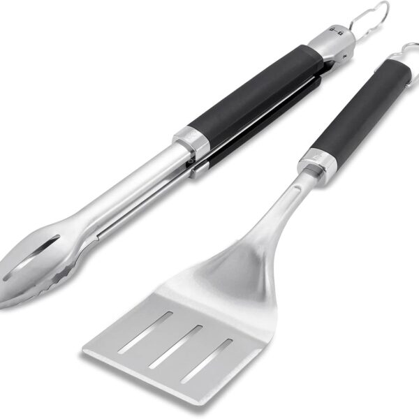Precision Tongs & Spatula Grilling Tool Set with Stainless Steel, Locking Tongs, Beveled Spatula, Non Slip Handles