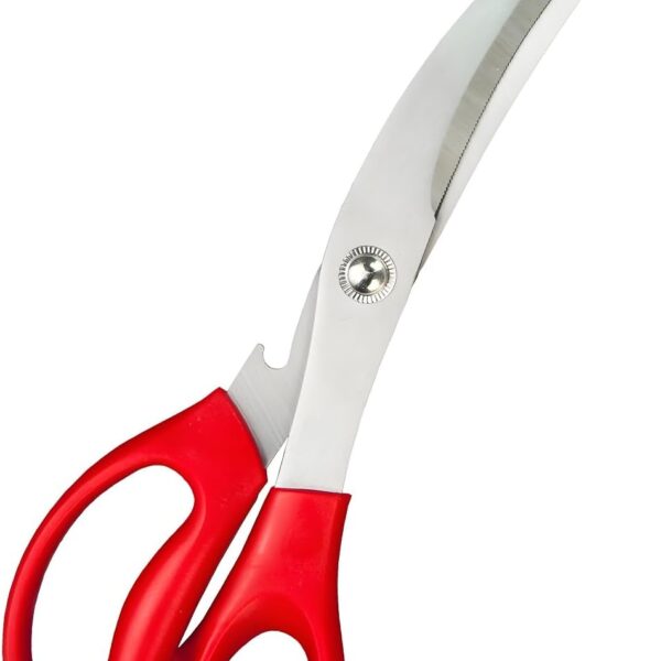 Stainless Steel Barbecue Scissors with Curved Blade, Serrated Design and Double Injection Handle