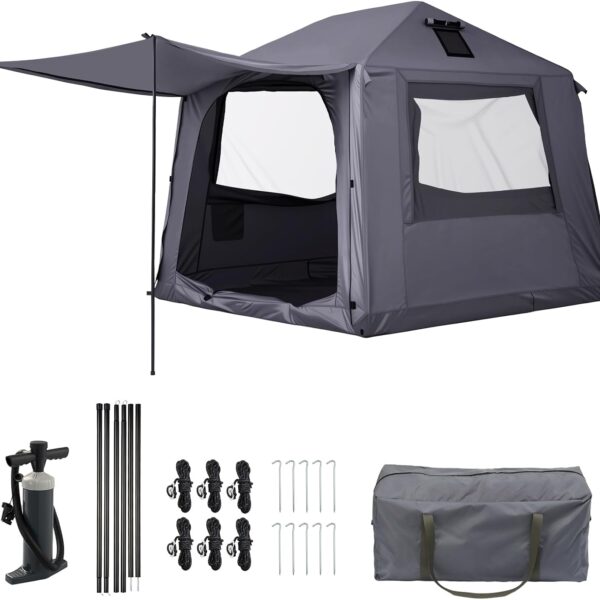 Inflatable Camping Tent with Electric Air Pump, 420D Oxford, 5 Min Auto Inflation, 4 10 Person